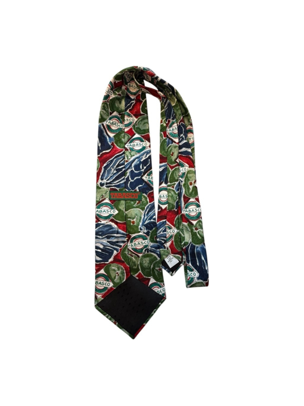 Tabasco Hot Pepper Sauce Novelty Necktie Green Pepper Print Silk Tie - Picture 2 of 5